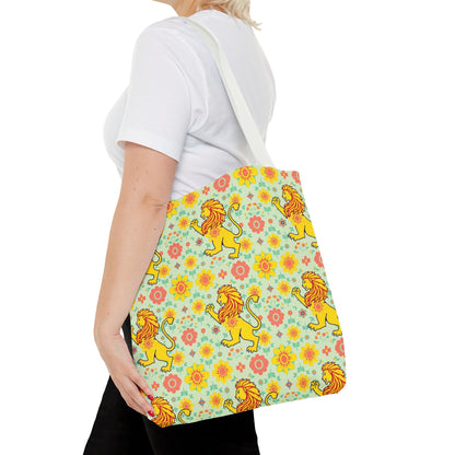Tote Bag, (AOP), Leo, Zodiac v2, Flower Pattern