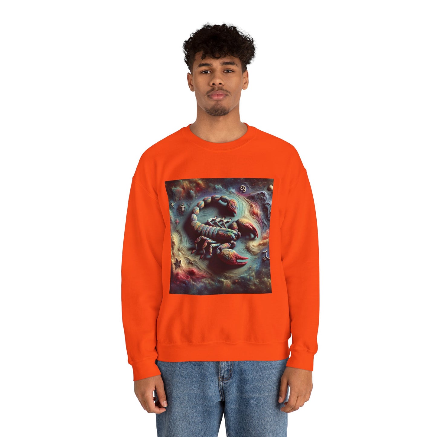 Unisex Heavy Blend™ Crewneck Sweatshirt, Trippy Mist Scorpion, Scorpio Zodiac Design