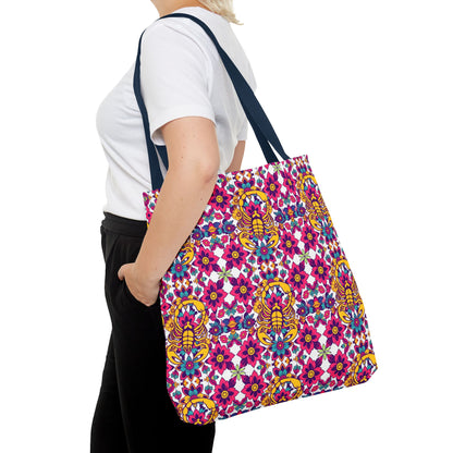 Tote Bag (AOP), Scorpio, Zodiac v1, Flower Pattern