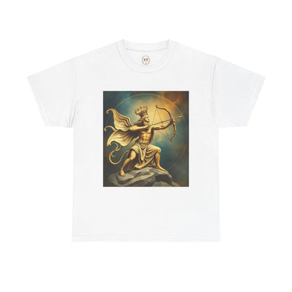 Unisex Heavy Cotton T-Shirt, Sagittarius King, Bow & Arrow v1, Zodiac Design