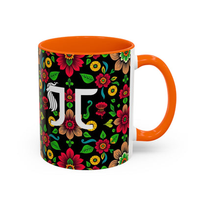 Accent Coffee Mug, Gemini, Zodiac v4, Flower Pattern, (11, 15oz)