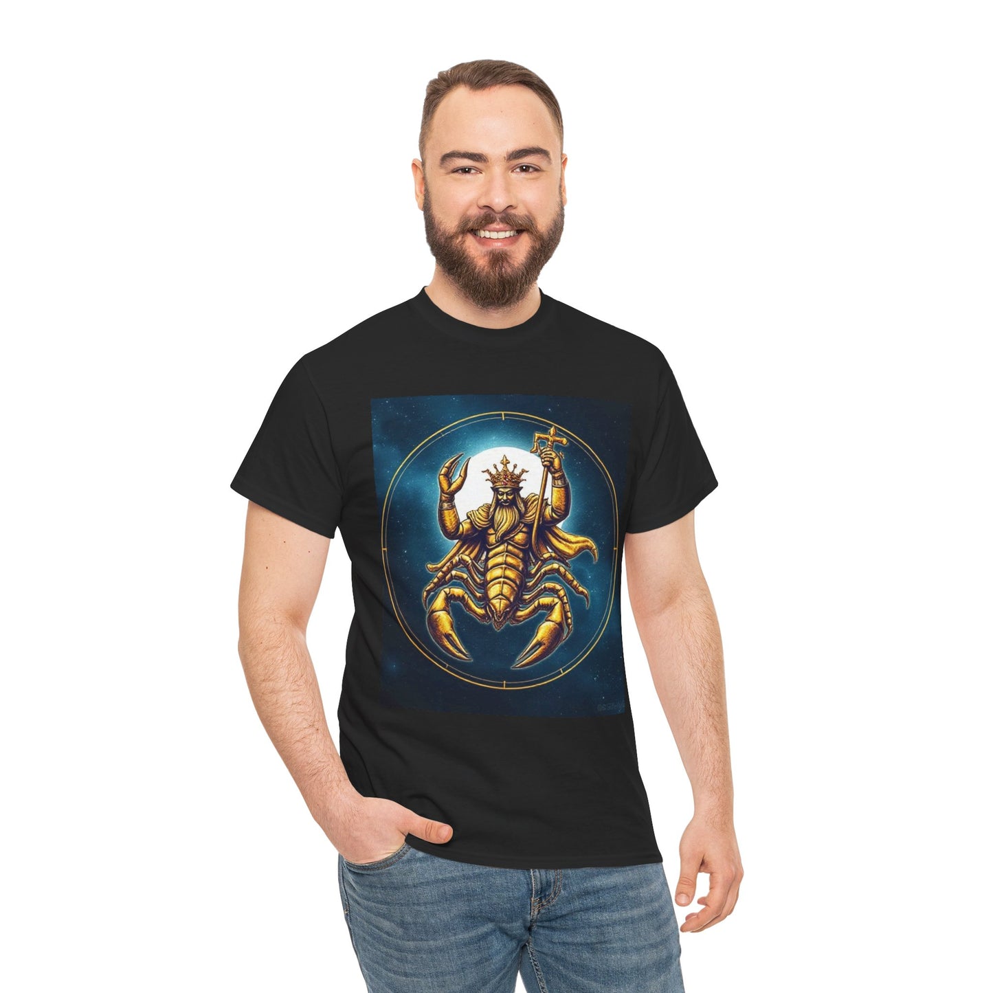 Unisex Heavy Cotton T-Shirt, Moon v1, Scorpio Zodiac Design