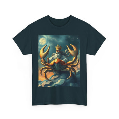 Unisex Heavy Cotton T-Shirt, Crustacean King, Cancer Zodiac Design