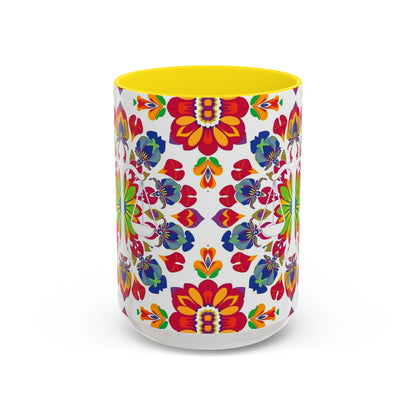 Accent Coffee Mug, Libra, Zodiac v1, Flower Pattern, (11, 15oz)