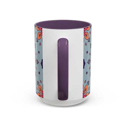 Accent Coffee Mug, Sagittarius, Zodiac v3. Flower Pattern, (11, 15oz)