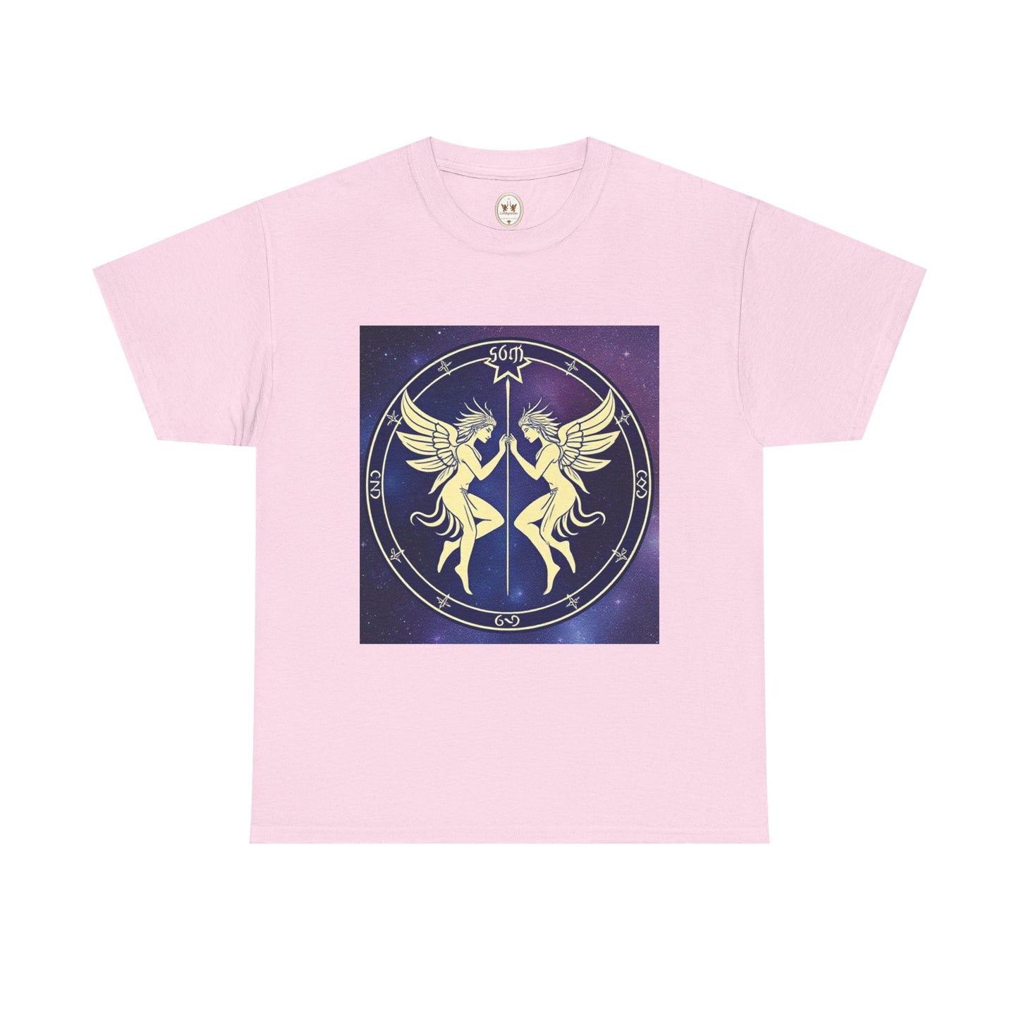 Unisex Heavy Cotton T-Shirt, Space Angel Twins, Gemini Zodiac Design