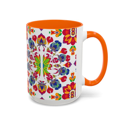 Accent Coffee Mug, Libra, Zodiac v1, Flower Pattern, (11, 15oz)