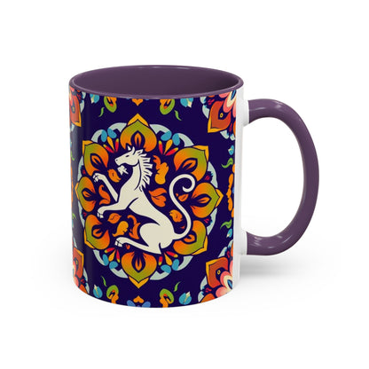 Accent Coffee Mug, Virgo, Zodiac v4. Flower Pattern, (11, 15oz)