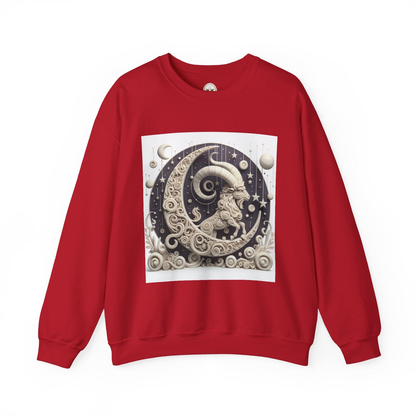 Unisex Heavy Blend™ Crewneck Sweatshirt, Stone Moon, Capricorn Zodiac Design