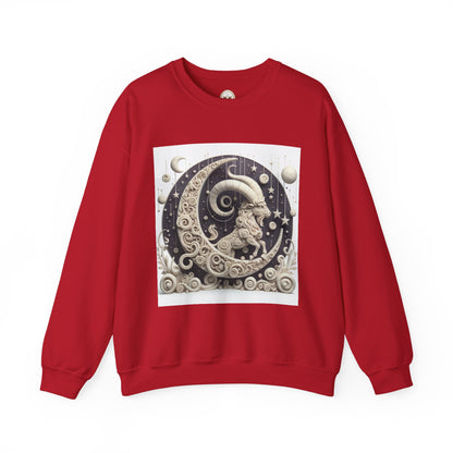 Unisex Heavy Blend™ Crewneck Sweatshirt, Stone Moon, Capricorn Zodiac Design