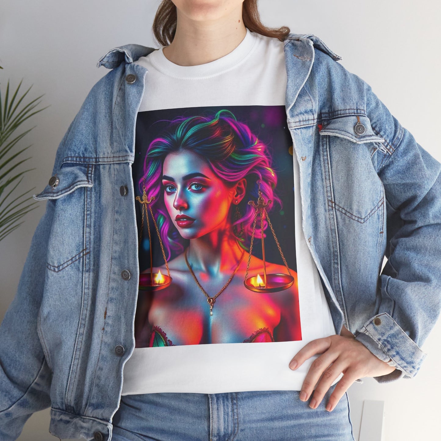 Unisex Heavy Cotton T-Shirt, Libra, Zodiac v3, Sexy Art