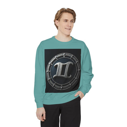 Garment-Dyed Sweatshirt, Unisex, Space Symbol Design v1, Gemini