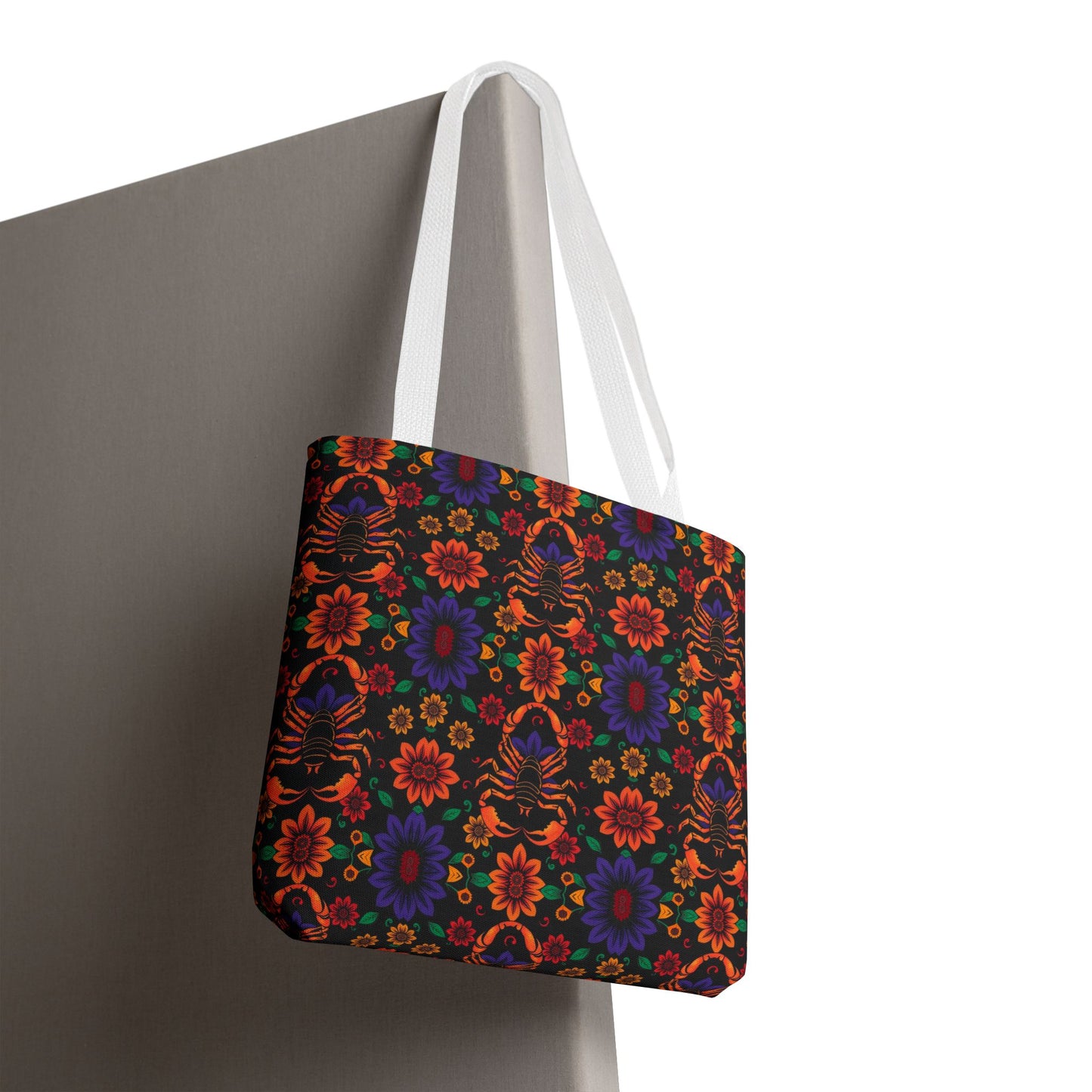 Tote Bag, (AOP), Scorpio, Zodiac v6, Flower Pattern