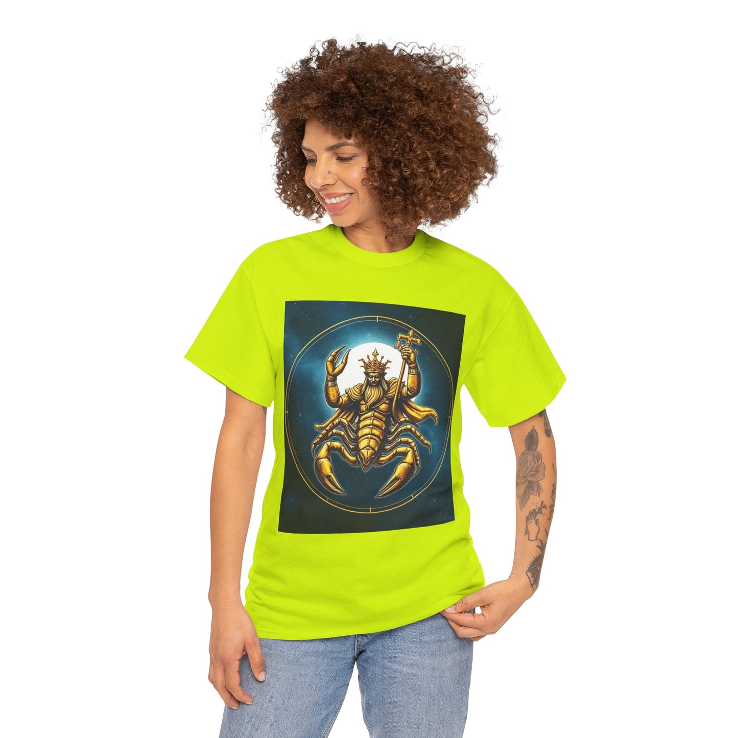 Unisex Heavy Cotton T-Shirt, Moon v1, Scorpio Zodiac Design