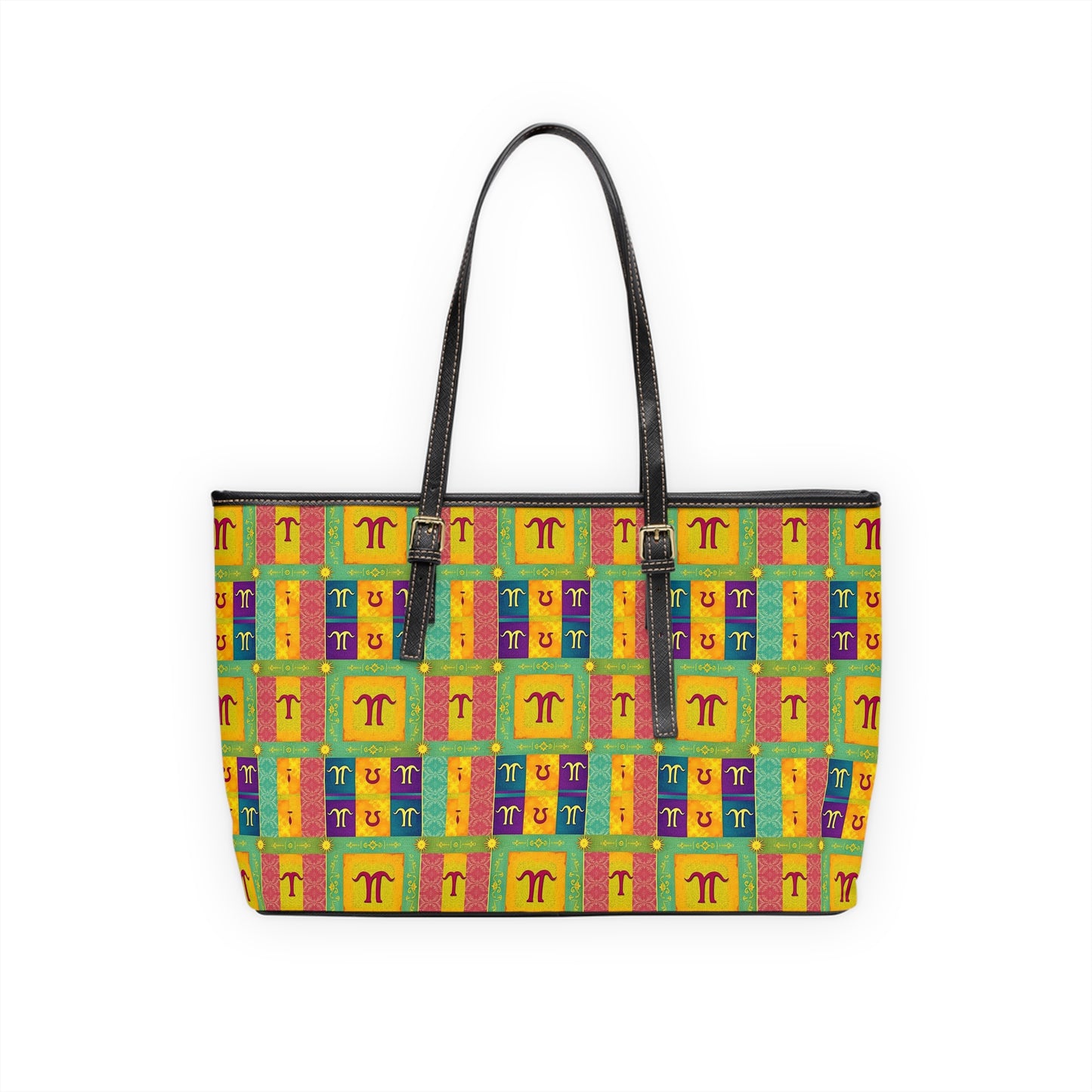 Leather Shoulder Bag, Aquarius, Zodiac, Shapes Pattern