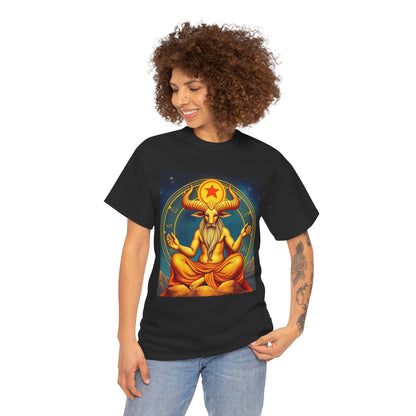 Unisex Heavy Cotton T-Shirt, Meditating Bull, Taurus Zodiac Design