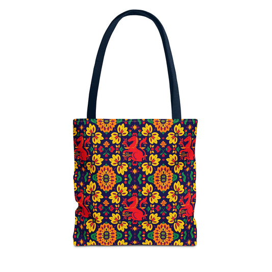 Tote Bag, (AOP), Virgo, Zodiac v4, Flower Pattern
