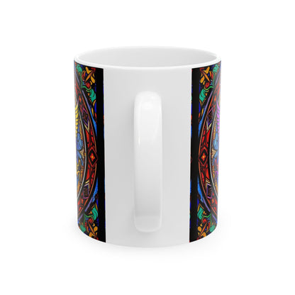 Ceramic Mug, (11oz, 15oz), Ceramic Coffee Mug, AOP, Glass Design v1, Gemini Zodiac