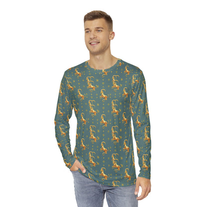Men's Long Sleeve Shirt, (AOP), Capricorn, Zodiac v1, Pattern