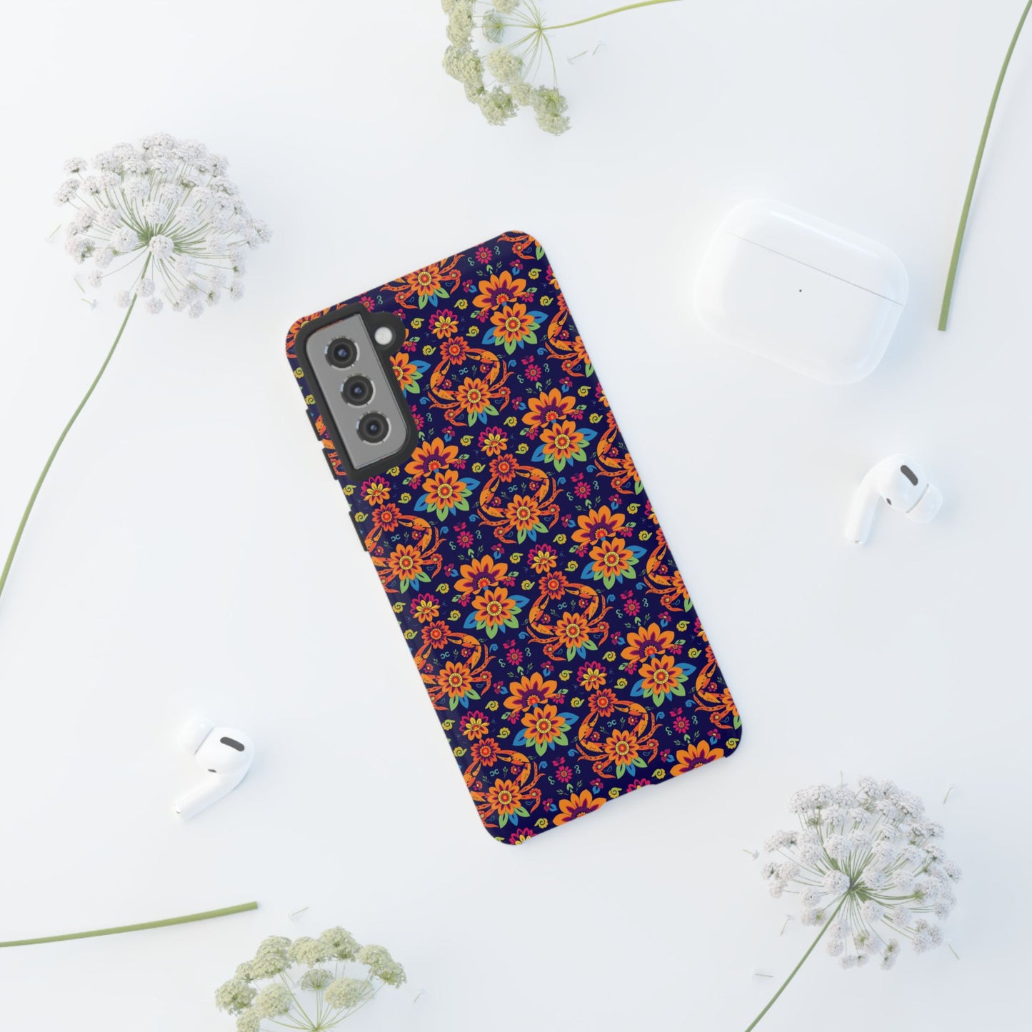 Tough Cases, Cancer, Zodiac, Flower Pattern