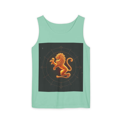 Unisex Garment-Dyed, Tank Top, Leo Design, Space Animal v1, 100% US cotton