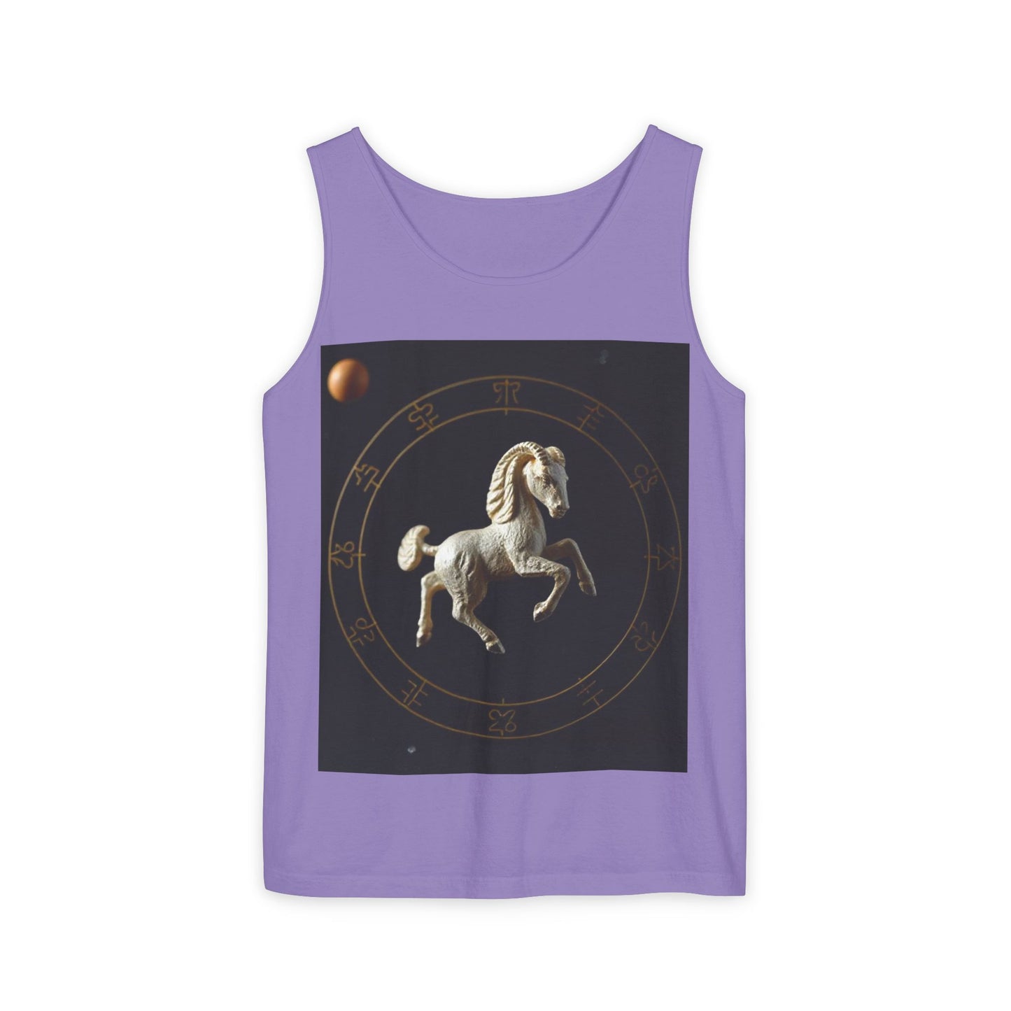 Unisex Garment-Dyed, Tank Top, Capricorn Design, Space Animal, 100% US cotton