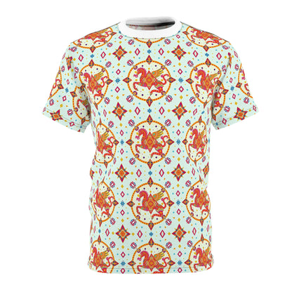 Unisex Cut & Sew T-Shirt, (AOP) Aquarius, Zodiac v2, Jewels Pattern