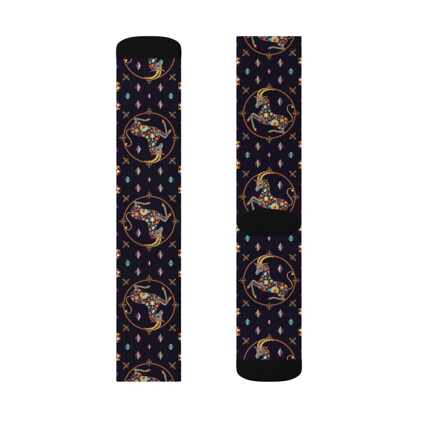 Sublimation Socks, Capricorn, Zodiac v4, Jewel Pattern