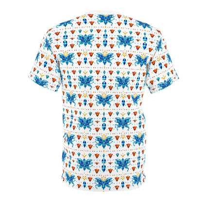 Unisex Cut & Sew T-Shirt, (AOP) Aquarius, Zodiac v3, Jewels Pattern
