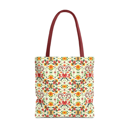 Tote Bag (AOP), Aries, Zodiac v2, Flower Pattern