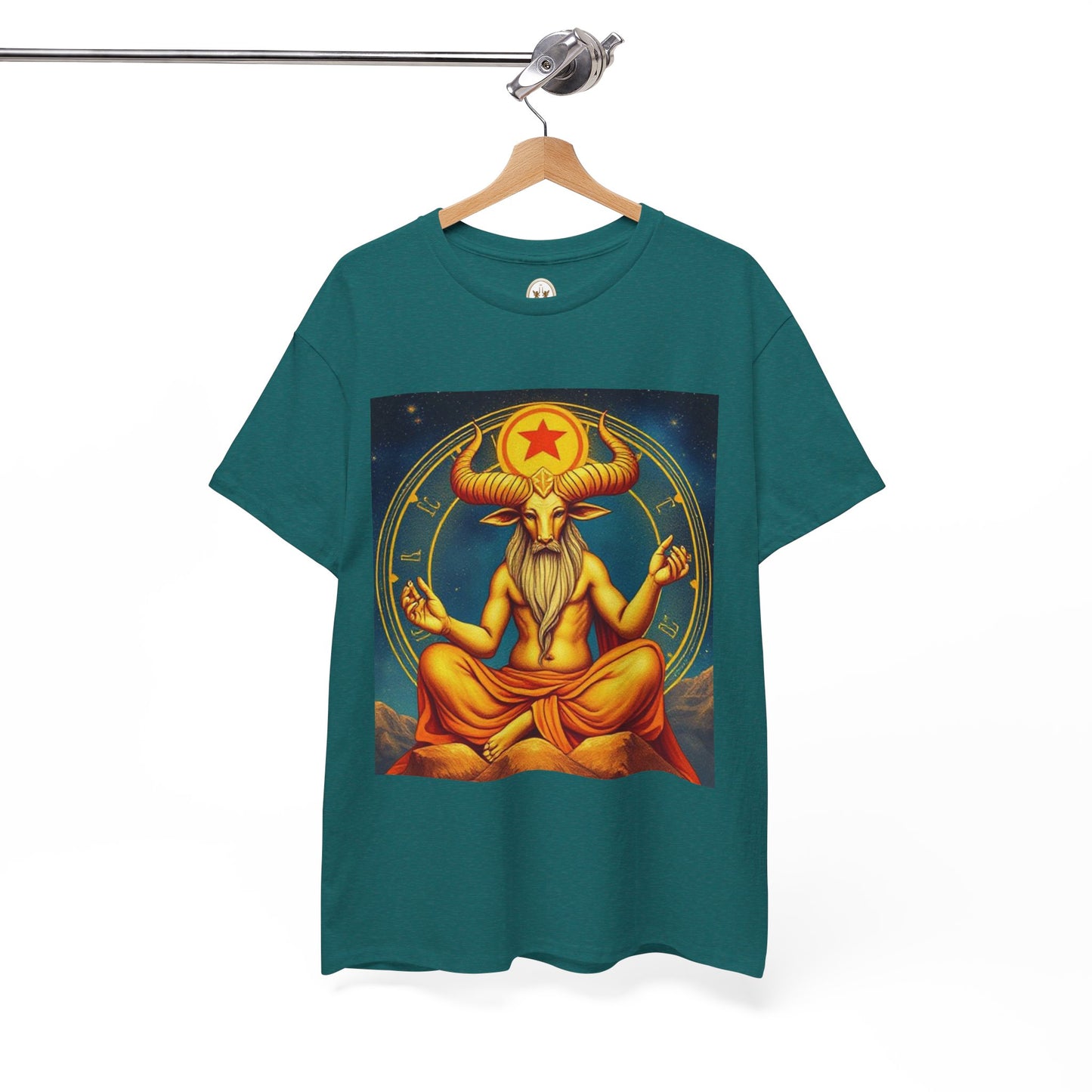 Unisex Heavy Cotton T-Shirt, Meditating Bull, Taurus Zodiac Design