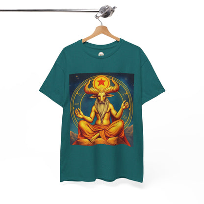 Unisex Heavy Cotton T-Shirt, Meditating Bull, Taurus Zodiac Design