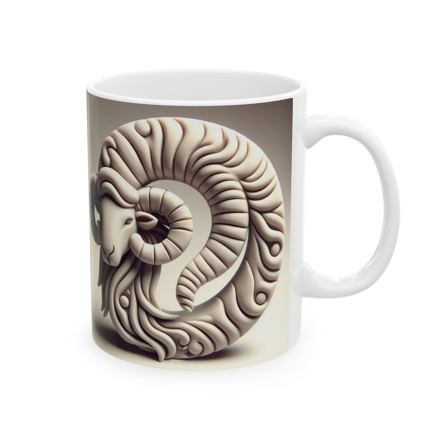 Ceramic Mug, (11oz, 15oz), Ceramic Coffee Mug, Stone Circle, Aries Zodiac Design