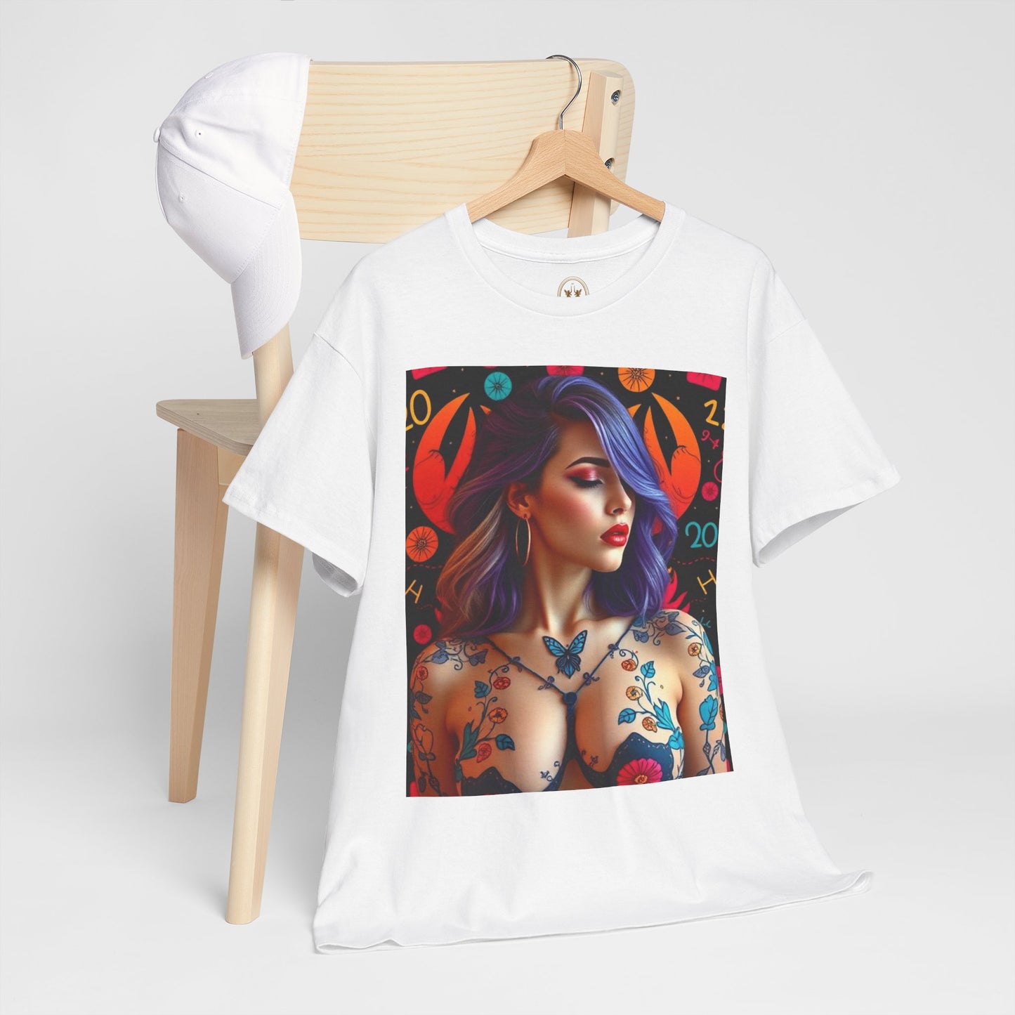 Unisex Heavy Cotton T-Shirt, Cancer, Zodiac, Sexy Art