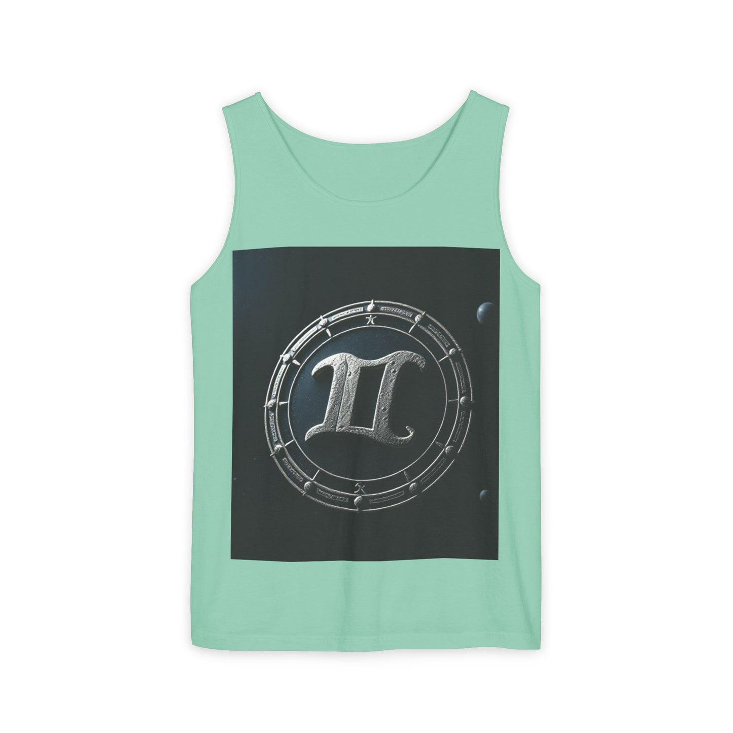 Unisex Garment-Dyed, Tank Top, Gemini Design, Space Symbol v1, 100% US cotton