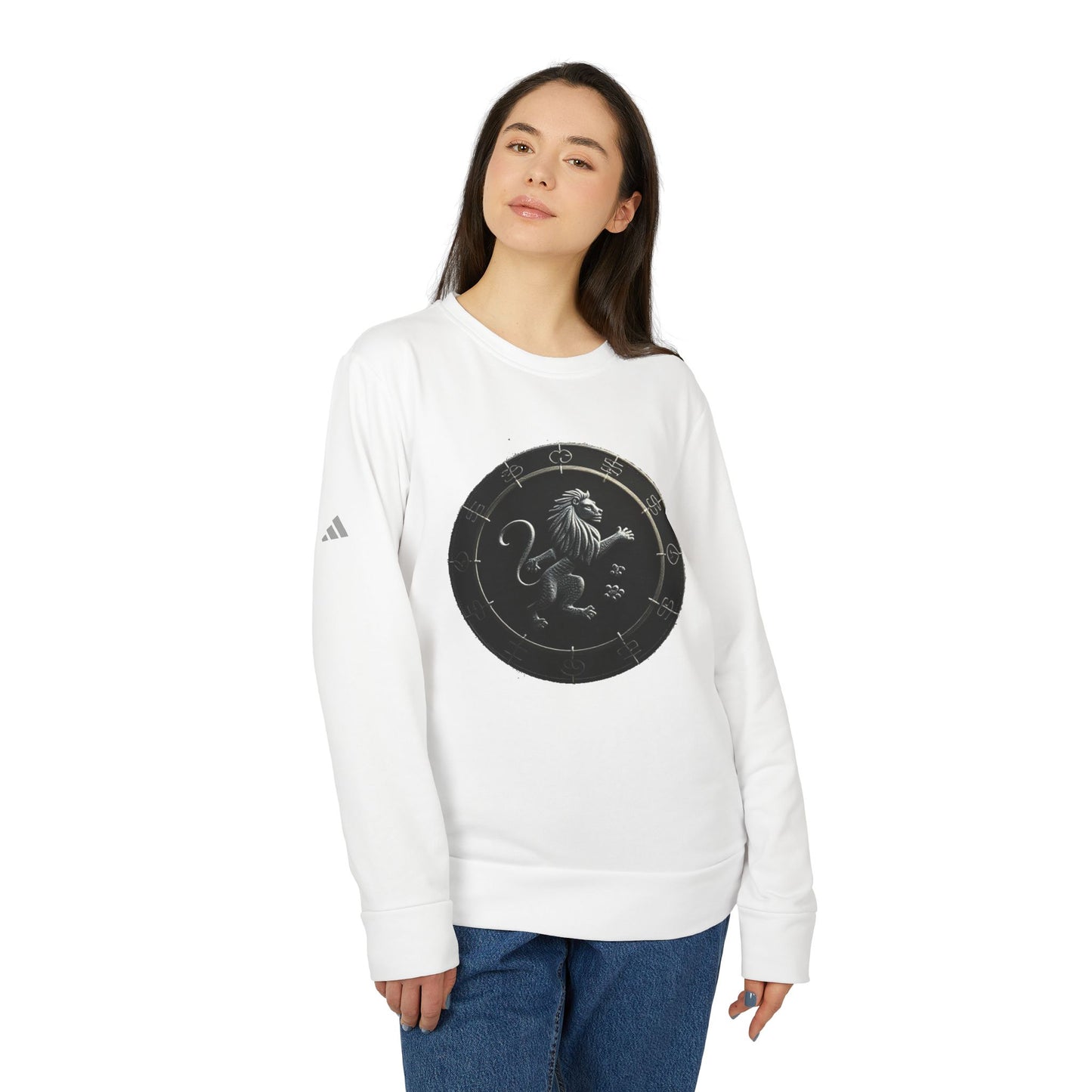 Adidas, Unisex Fleece Crewneck Sweatshirt, Leo, Space Animal, Zodiac