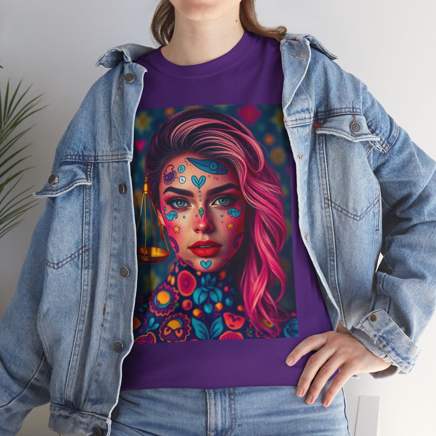Unisex Heavy Cotton T-Shirt, Libra, Zodiac v2, Sexy Art
