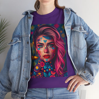 Unisex Heavy Cotton T-Shirt, Libra, Zodiac v2, Sexy Art
