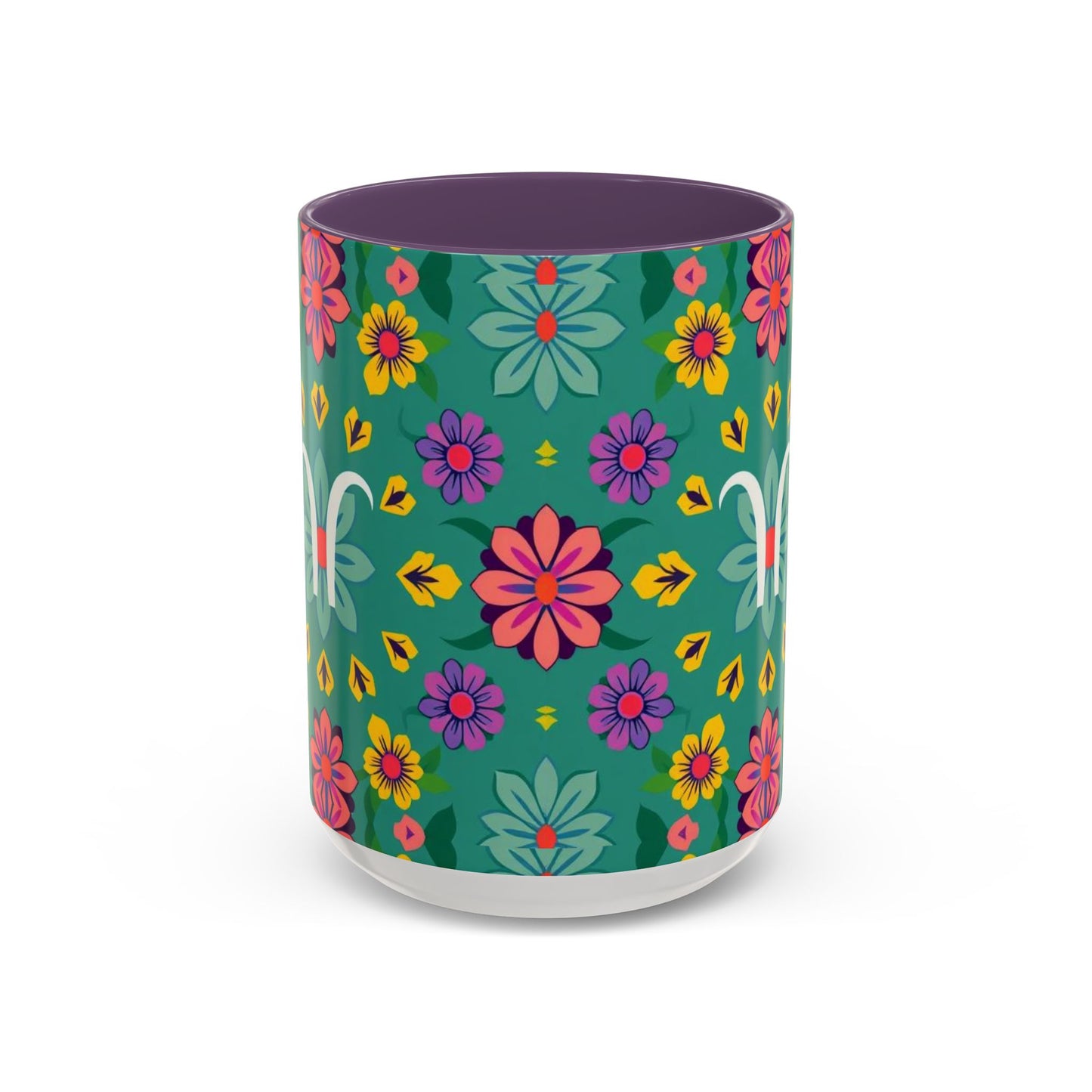 Accent Coffee Mug, Aquarius, Zodiac v3, Flower Pattern, (11, 15oz)