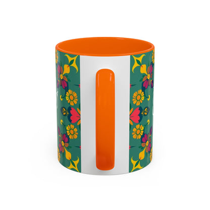 Accent Coffee Mug, Sagittarius, Zodiac. Flower Pattern, (11, 15oz)