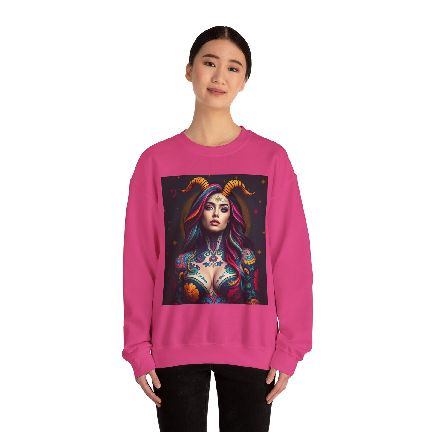 Unisex Heavy Blend™ Crewneck Sweatshirt, Capricorn, Zodiac v3, Sexy Pattern