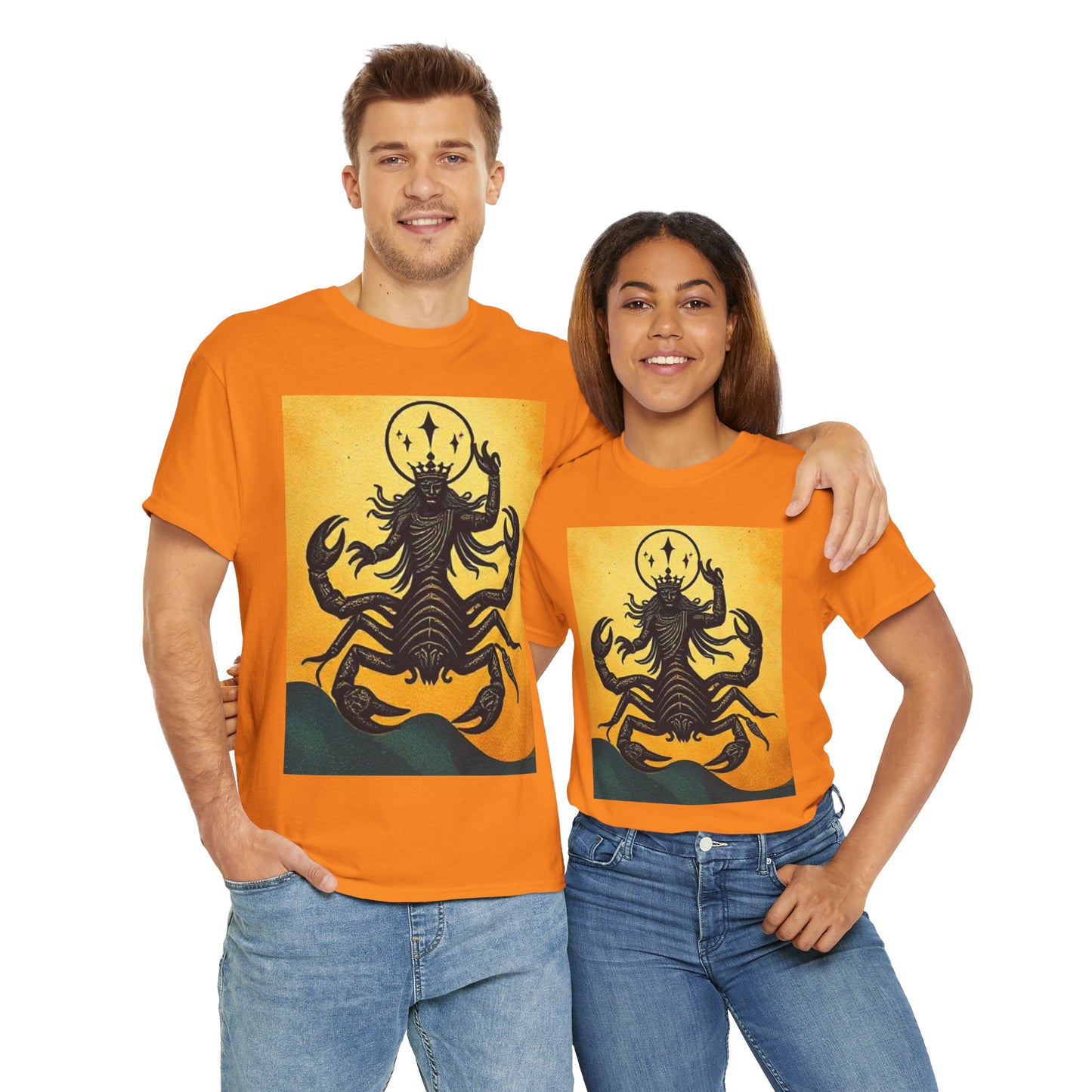 Unisex Heavy Cotton T-Shirt, Scorpion King, Print Art, Scorpio Zodiac Design