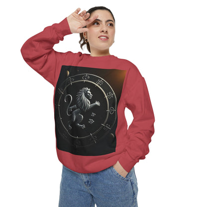 Garment-Dyed Sweatshirt, Unisex, Space Animal Design, Leo