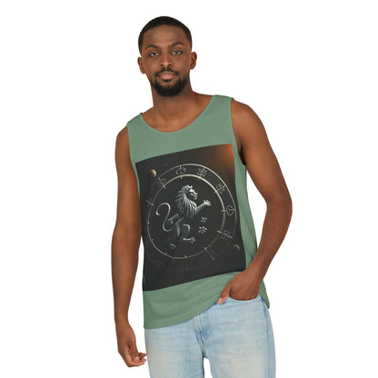 Unisex Garment-Dyed, Tank Top, Leo Design, Space Animal, 100% US cotton