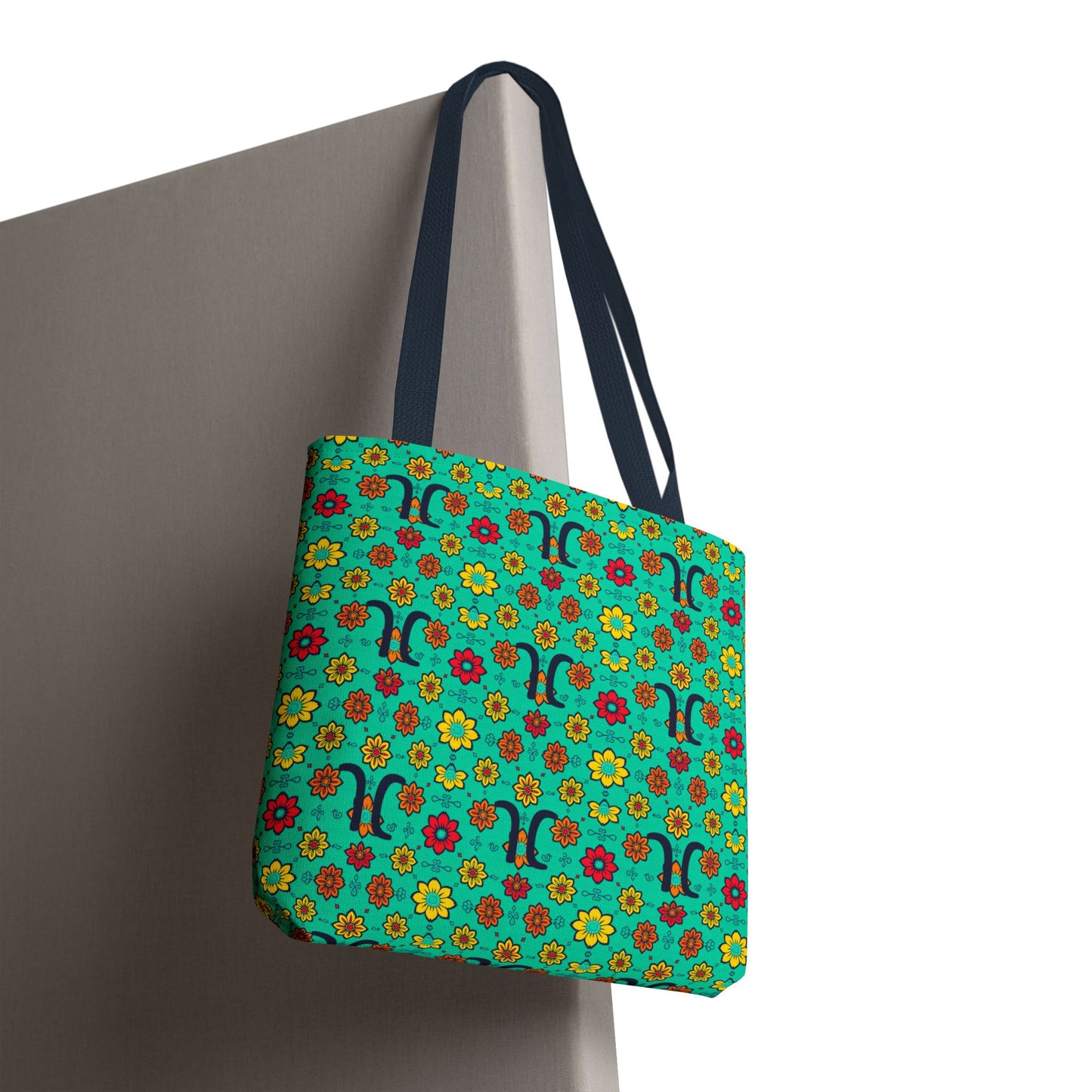 Tote Bag, (AOP), Aquarius, Zodiac, Flower Pattern