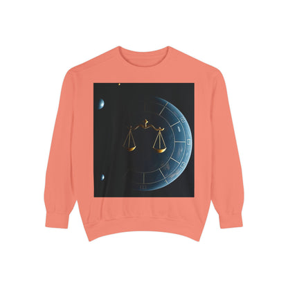 Garment-Dyed Sweatshirt, Unisex, Space Animal Design v1, Libra