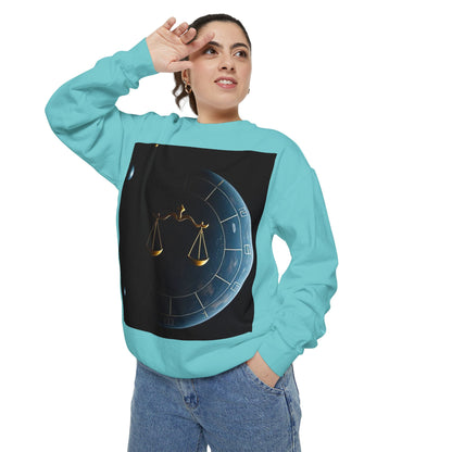Garment-Dyed Sweatshirt, Unisex, Space Animal Design v1, Libra