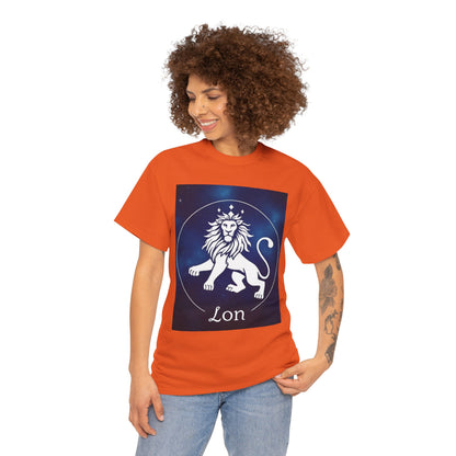 Unisex Heavy Cotton T-Shirt, Space Lion v1, Leo Zodiac Design