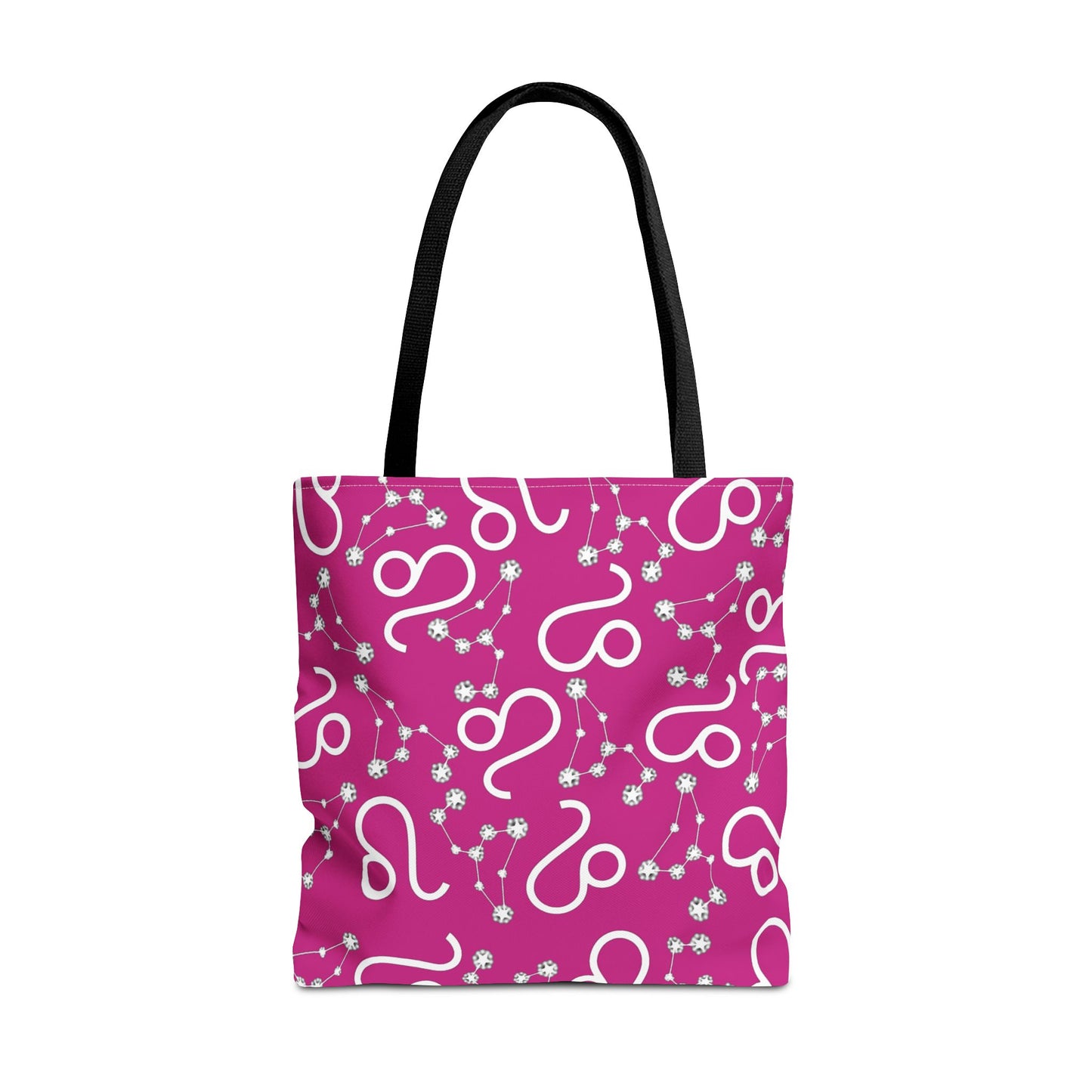 Tote Bag, Leo Zodiac Sign, AOP, (Pink, White)