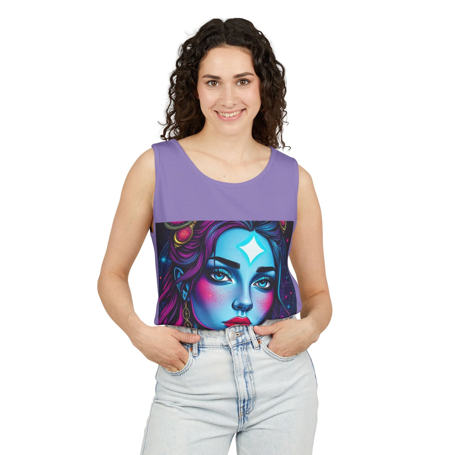 Unisex Garment-Dyed, Tank Top, Gemini, Pop Art, 100% US cotton